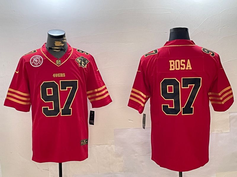 Men San Francisco 49ers #97 Bosa Red Gold 2024 Nike Limited NFL Jersey style 12303